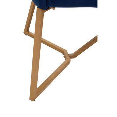 Orsina Vieste Midnight Blue Velvet Bench with Padded Backrest