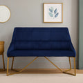 Orsina Vieste Midnight Blue Velvet Bench with Padded Backrest