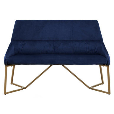 Orsina Vieste Midnight Blue Velvet Bench with Padded Backrest