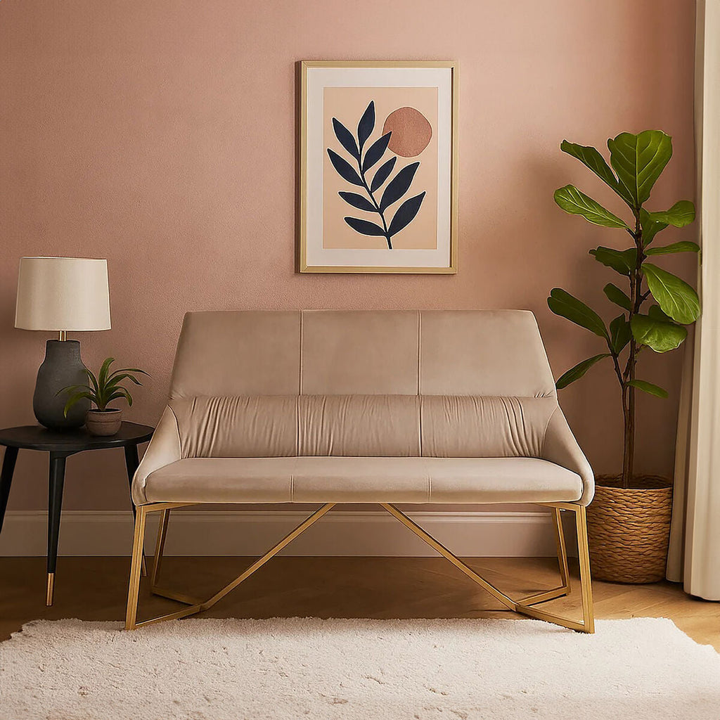 Orsina Vieste Mink Velvet Bench – Mid-Century Modern Bedroom Seating