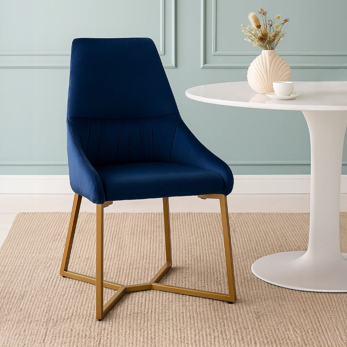 Orsina Vieste Midnight Velvet Dining Chair | Mid-Century Modern Seating
