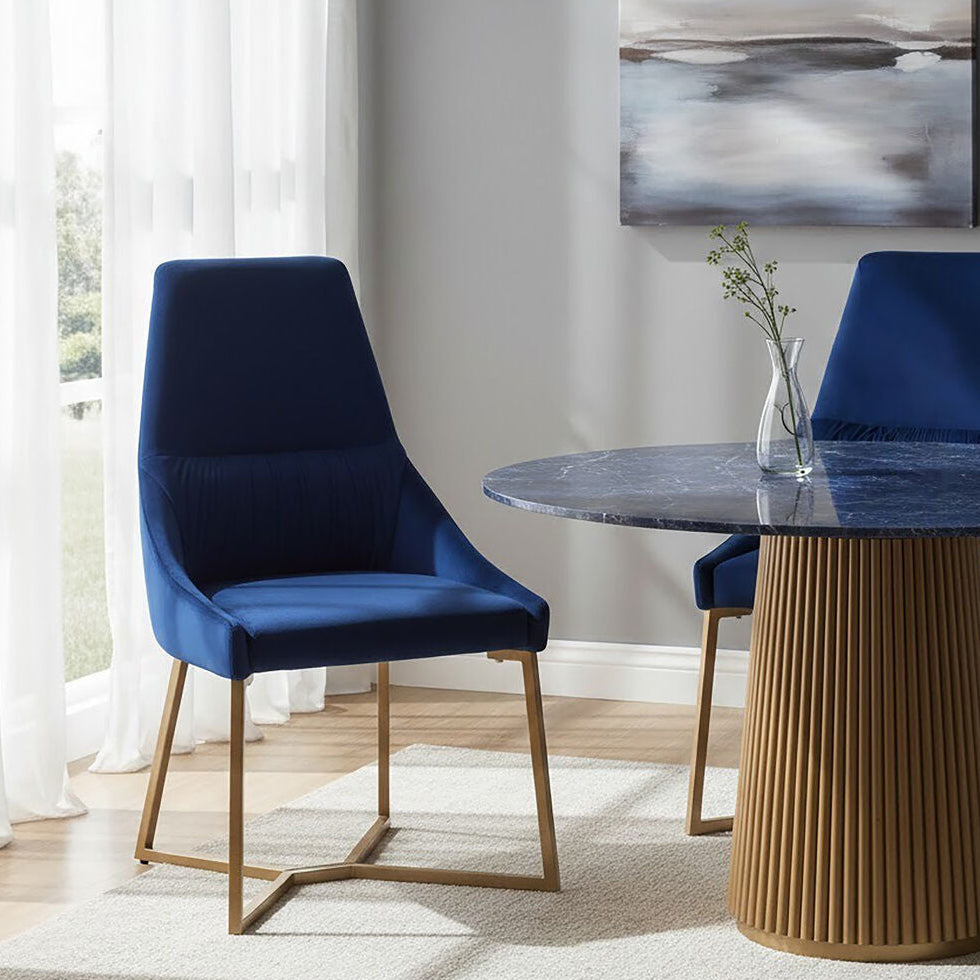 Orsina Vieste Midnight Velvet Dining Chair | Mid-Century Modern Seating