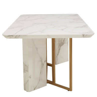 Orsina Vieste White Marble & Gold Rectangular Dining Table – 200cm