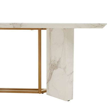 Orsina Vieste White Marble & Gold Rectangular Dining Table – 200cm