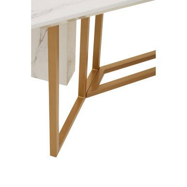 Orsina Vieste White Marble & Gold Rectangular Dining Table – 200cm