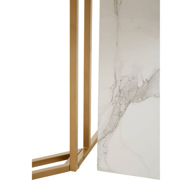Orsina Vieste White Marble & Gold Rectangular Dining Table – 200cm