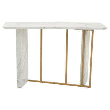 Orsina Vieste White Marble Console Table | Gold Metal Base, 120cm