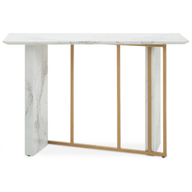 Orsina Vieste White Marble Console Table | Gold Metal Base, 120cm