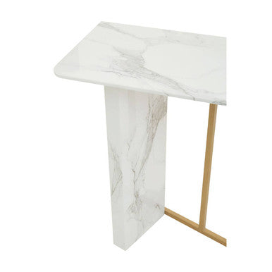 Orsina Vieste White Marble Console Table | Gold Metal Base, 120cm