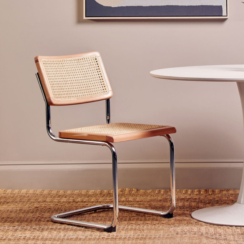 Orsina Cebu Elm Wood and Rattan Dining Chair – Modern Cantilever Seating