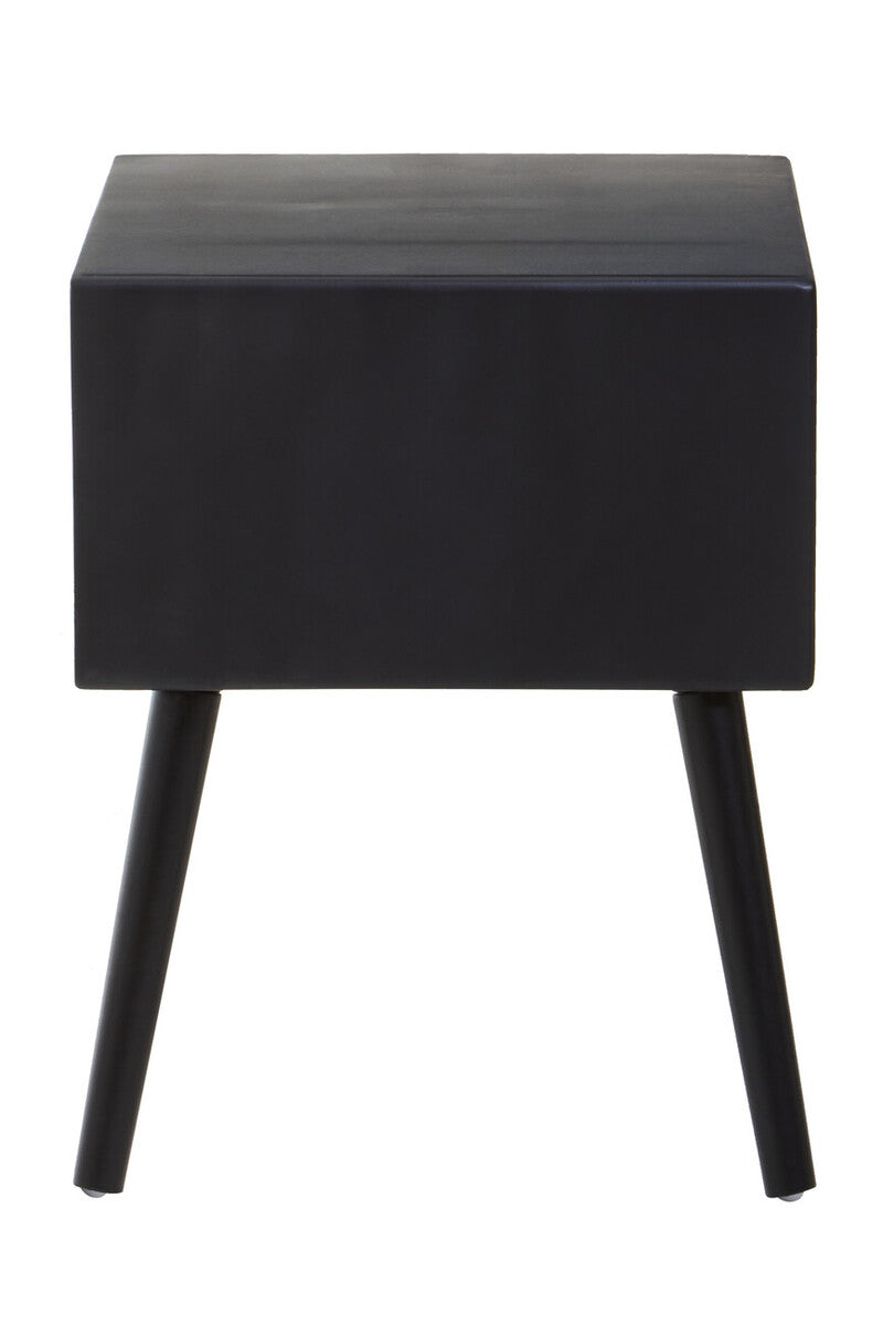 Orsina Cebu Black Elm Wood Side Table – Rattan Drawer Nightstand