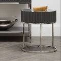 Orsina Genoa Round Side Table – Grey Gloss Fluted Top & Silver Frame