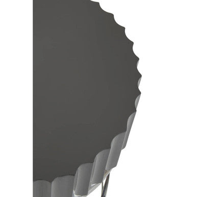 Orsina Genoa Round Side Table – Grey Gloss Fluted Top & Silver Frame