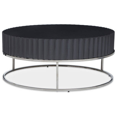 Orsina Genoa Grey Gloss Coffee Table with Fluted Detail & Steel Base
