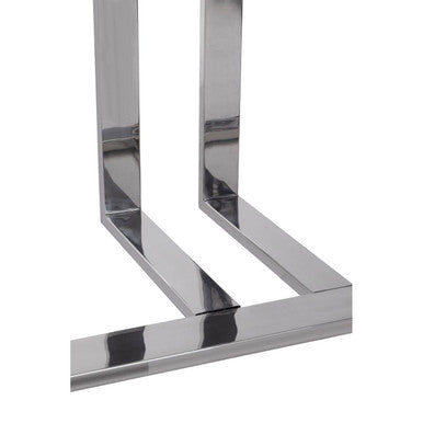 Orsina Genoa Grey Gloss Console Table – Fluted 2-Drawer Silver Frame