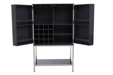 Orsina Genoa Grey Gloss Cabinet – Modern Fluted 2-Door Storage Unit