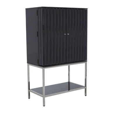 Orsina Genoa Grey Gloss Cabinet – Modern Fluted 2-Door Storage Unit