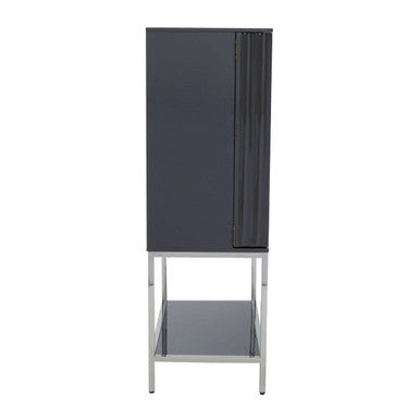 Orsina Genoa Grey Gloss Cabinet – Modern Fluted 2-Door Storage Unit