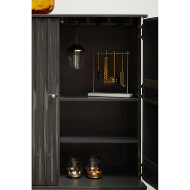 Orsina Genoa Grey Gloss Cabinet – Modern Fluted 2-Door Storage Unit