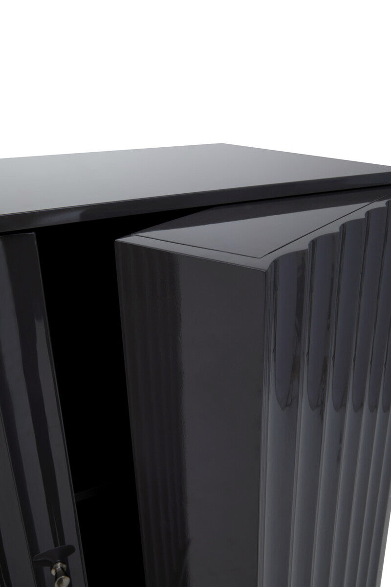 Orsina Genoa Grey Gloss Cabinet – Modern Fluted 2-Door Storage Unit