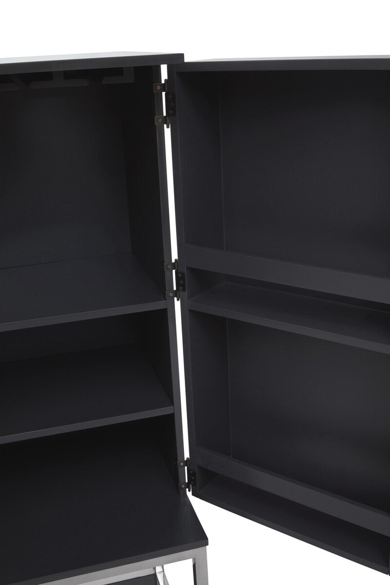 Orsina Genoa Grey Gloss Cabinet – Modern Fluted 2-Door Storage Unit
