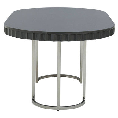Orsina Genoa Grey Oval Dining Table – High Gloss with Stainless Steel Base