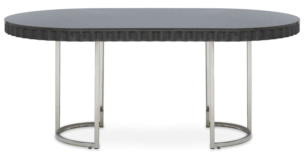 Orsina Genoa Grey Oval Dining Table – High Gloss with Stainless Steel Base