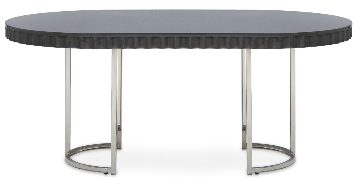 Orsina Genoa Grey Oval Dining Table – High Gloss with Stainless Steel Base