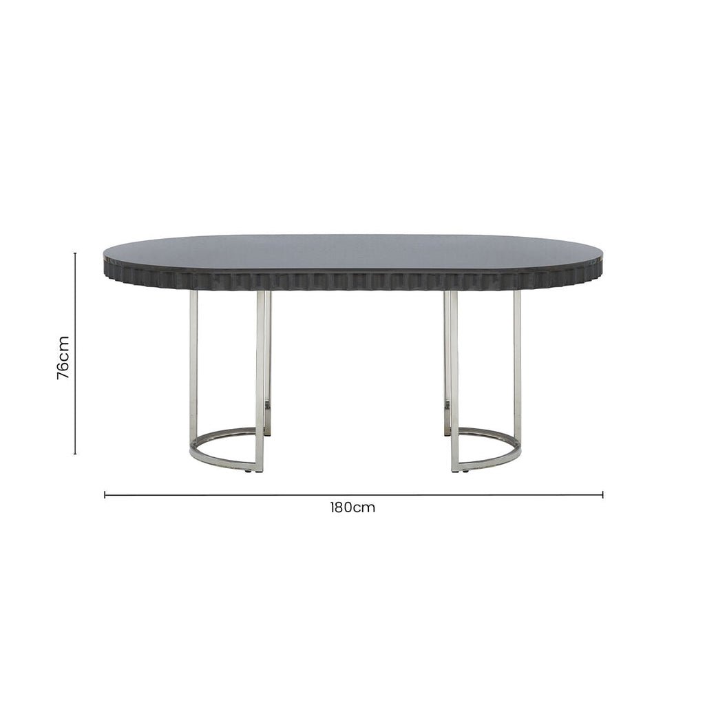 Orsina Genoa Grey Oval Dining Table – High Gloss with Stainless Steel Base
