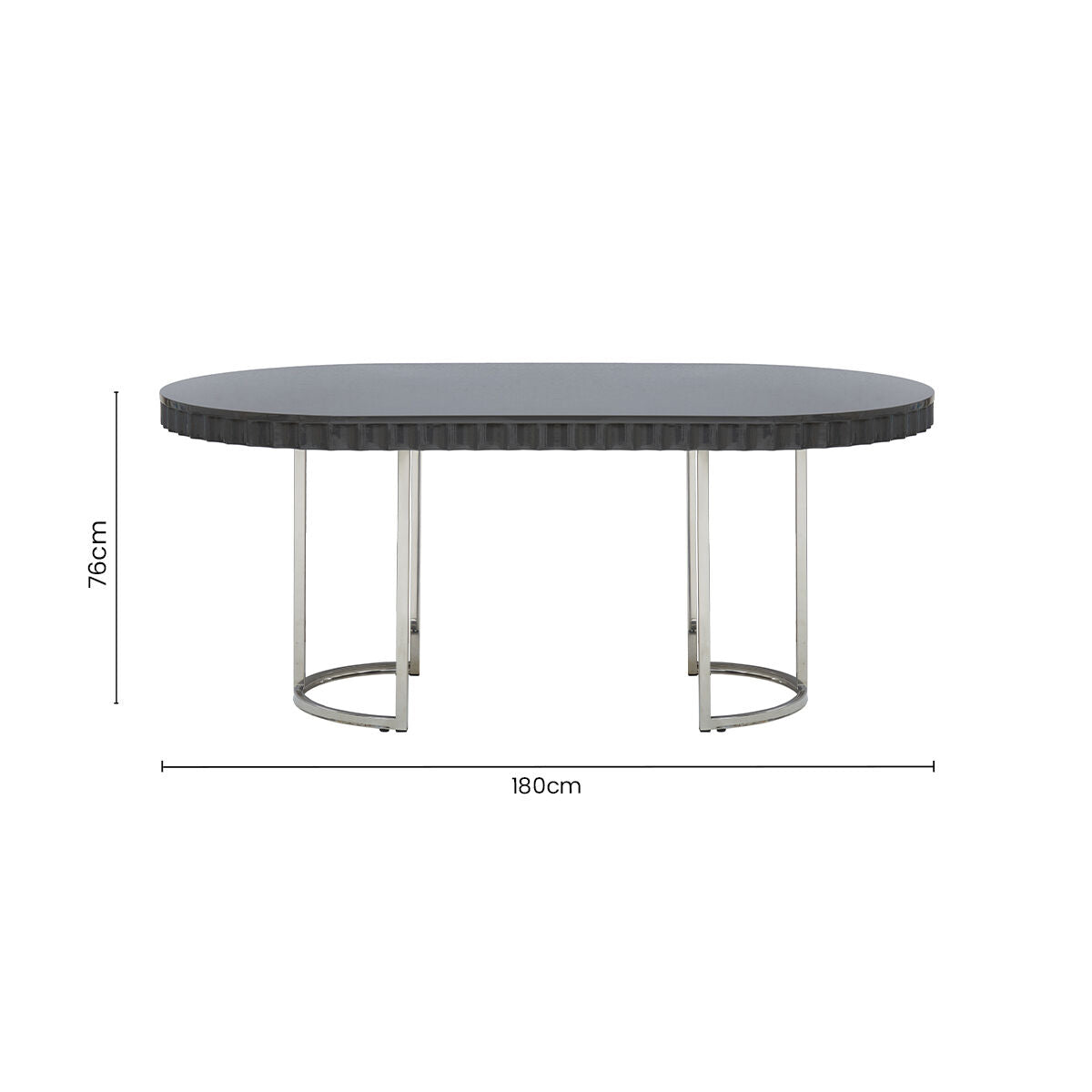 Orsina Genoa Grey Oval Dining Table – High Gloss with Stainless Steel Base