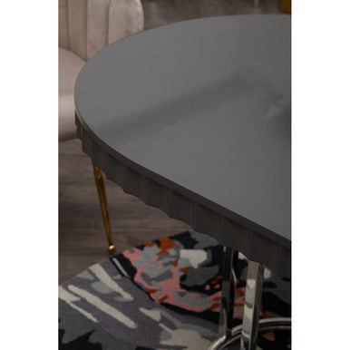Orsina Genoa Grey Oval Dining Table – High Gloss with Stainless Steel Base