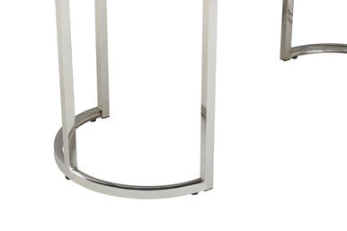 Orsina Genoa Grey Oval Dining Table – High Gloss with Stainless Steel Base