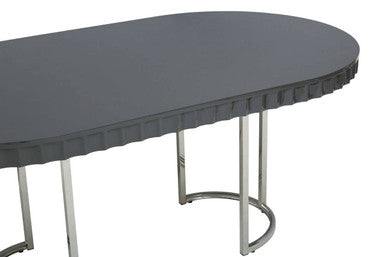 Orsina Genoa Grey Oval Dining Table – High Gloss with Stainless Steel Base
