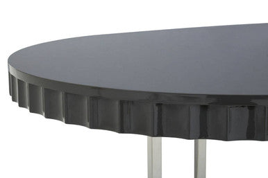 Orsina Genoa Grey Oval Dining Table – High Gloss with Stainless Steel Base