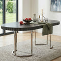 Orsina Genoa Grey Oval Dining Table – High Gloss with Stainless Steel Base
