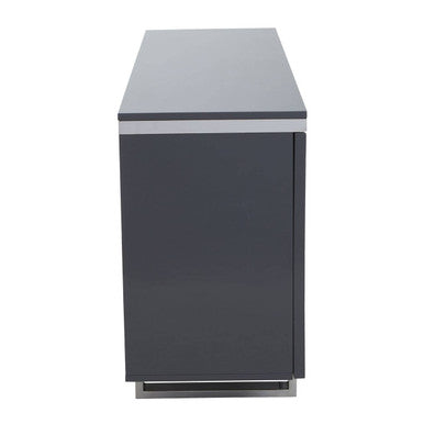 Orsina Genoa Grey Gloss Sideboard – Four Door Fluted Buffet Cabinet