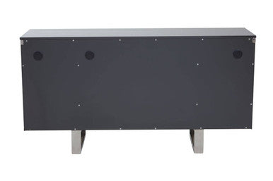 Orsina Genoa Grey Gloss Sideboard – Four Door Fluted Buffet Cabinet