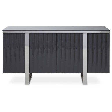 Orsina Genoa Grey Gloss Sideboard – Four Door Fluted Buffet Cabinet