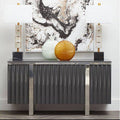 Orsina Genoa Grey Gloss Sideboard – Four Door Fluted Buffet Cabinet