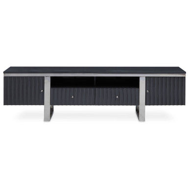 Orsina Genoa Grey Gloss Media Unit – Fluted Modern TV Stand Cabinet