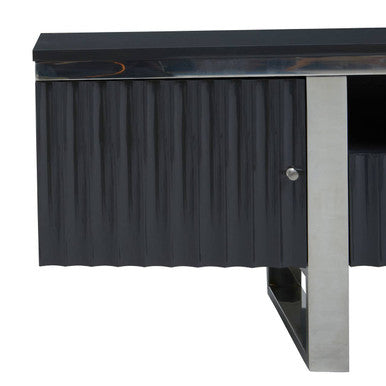 Orsina Genoa Grey Gloss Media Unit – Fluted Modern TV Stand Cabinet