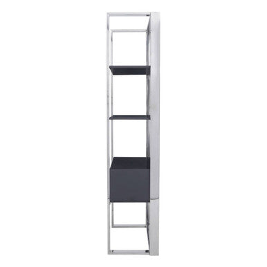 Orsina Genoa Grey and Stainless Steel Shelf Unit with Fluted Drawer