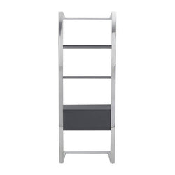 Orsina Genoa Grey and Stainless Steel Shelf Unit with Fluted Drawer