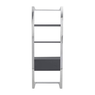 Orsina Genoa Grey and Stainless Steel Shelf Unit with Fluted Drawer