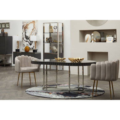 Orsina Genoa Grey and Stainless Steel Shelf Unit with Fluted Drawer