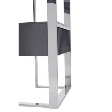 Orsina Genoa Grey and Stainless Steel Shelf Unit with Fluted Drawer
