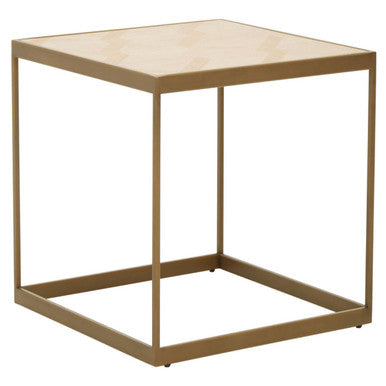 Orsina Grenoble Small Oak Veneer Side Table | Brushed Brass Base