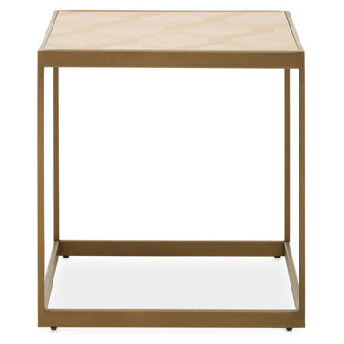 Orsina Grenoble Small Oak Veneer Side Table | Brushed Brass Base