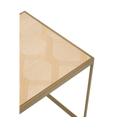 Orsina Grenoble Small Oak Veneer Side Table | Brushed Brass Base