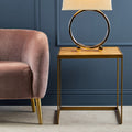 Orsina Grenoble Large Oak Side Table – Brown Brass Sledge Base